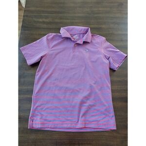 Vineyard Vines Boys Performance Polo Shirt Striped Pink Blue Size M